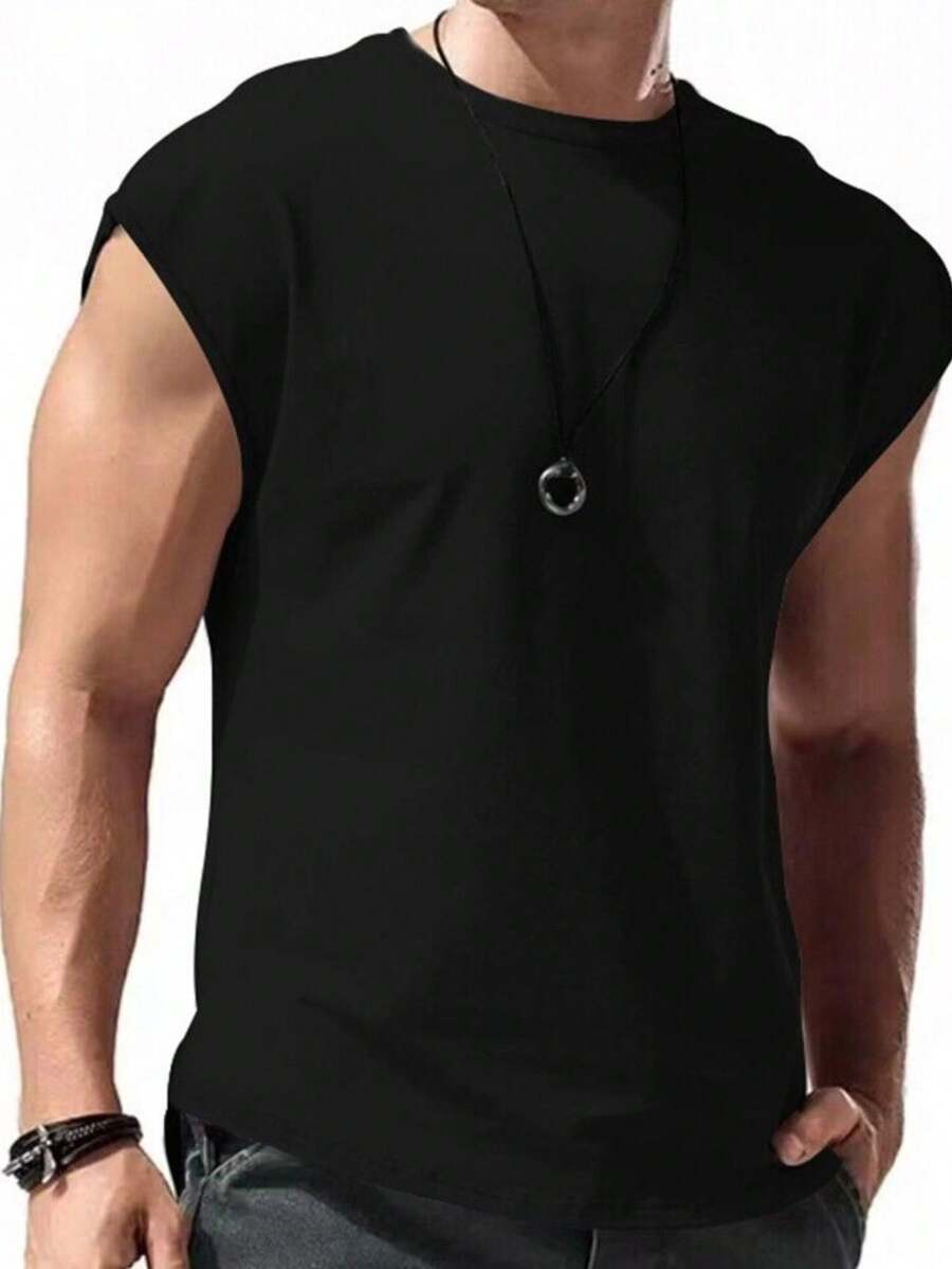 Casual Gym T-Shirt In 30-Thread Cotton Knit - Negro - Ver 1