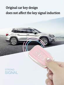 Fashionable Pink Rhinestone Bear Keychain + Anti-fall Pink Car Key Case + Key Fob Cover For 22 Toyota Models, Including Highlander, Rav4, Corolla, Camry, Etc. - Pink - View 3