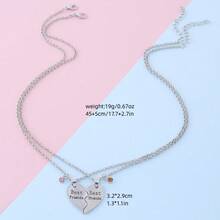 2 Piezas De Collares De Acolchado De Corazón Y Letras Sencillos Y De Moda - Plateado - Ver 6