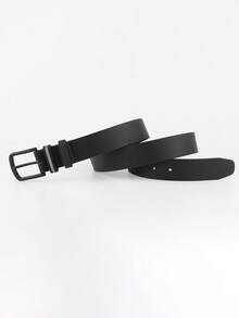 1pc Men's Multicolor Belt With Painted Black Buckle, Double Interlayer And Fashionable Design For Daily Wear - Black - View 5