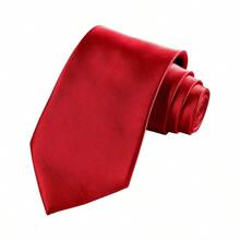 1 套男士纯色 3.15 英寸宽领带和口袋巾套装，缎面领带和手帕套装，商务领带和口袋巾男士领带 - 紅色 - 查看 4