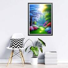 Diy 钻石画套件树和圆圈设计全钻 5D 成人钻石艺术风景水钻手工工艺品、办公室/家居墙壁装饰 12x16 英寸