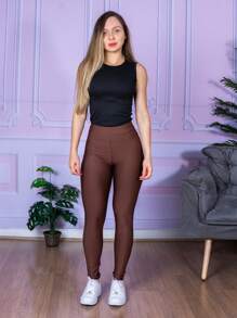 Women Sports Leggings - Rust Brown - View 5