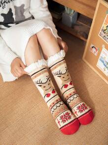 1pair Cartoon Slippers With Rubber Sole, Anti-slip Indoor Shoes - Yellow - View 2