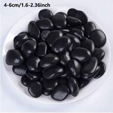 河石裝飾石頭花園景觀石頭填料,適用於家庭裝飾,花圃,水族箱,植物,花瓶,多肉植物 - 黑色鵝卵石 - 查看 5