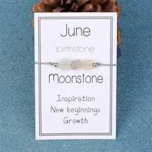 1pc Asymmetrical Natural Birthstone Braided Bracelet With Card, Creative European And American Style - January - View 3