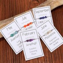 1pc Asymmetrical Natural Birthstone Braided Bracelet With Card, Creative European And American Style - January - View 8