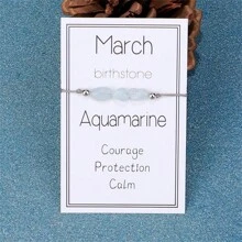 1pc Asymmetrical Natural Birthstone Braided Bracelet With Card, Creative European And American Style - January - View 9