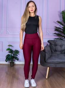 Women Sports Leggings - Burgundy - View 5
