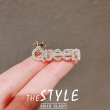 1 Miếng Đáng yêu Chữ cái & Đồ trang trí Rhinestone Nữ hoàng Trâm cài áo Đối với Chống thất lạc Khóa , Ngắn tay Bộ đồ - Vàng - Xem 1