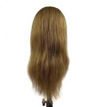 18inch Human Head Training Mannequin With 100% Real Hair For Cosmetology Students, Including Hair And Free Stand - Gold - View 6