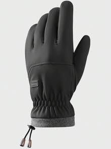 1雙男士彈性袖口防滑濃烈香調手套合適的適用於滑雪和騎術 - 黑色 - 查看 10