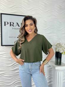 Women Tops - xanh quân đội - Xem 3
