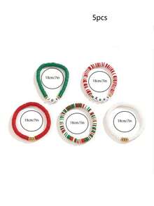 5 chiếc vòng tay hạt đất sét mềm bện theo chủ đề Giáng sinh, quà tặng cho bữa tiệc ngày lễ - Nhiều màu - Xem 3