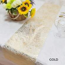 1 Roll Metallic Shiny Rose Gold Table Runner, 11 X 108 Inches Reusable Glitter Surface Table Runner For Party, Christmas, Valentine's Day, Birthday