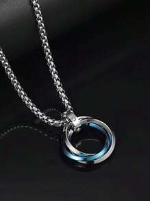 Vòng cổ nam thời trang và phổ biến Vòng cổ bằng thép không gỉ để làm quà tặng trang sức và cho vẻ ngoài sành điệu - Màu xanh lam - Xem 10