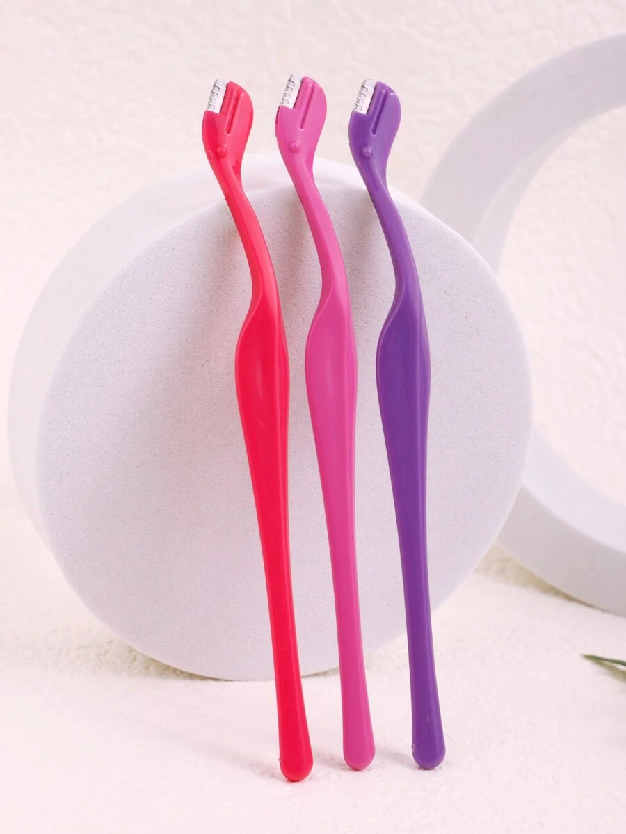 眉毛剃须刀套装，3 件不锈钢精密面部剃须刀带盖，用于修眉和修剪毛发的化妆工具，适合男士和女士 - 彩色 - 查看 1