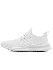 Women's Sneakers Knitting Mesh Breathable Casual Shoes, Lightweight & Comfortable, White - White - View 2