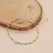 1pc Bohemian Style Shell Devil Eye Beaded Bracelet With Adjustible Drawstring, Suitable For Women's Fashion - Multicolor - View 4