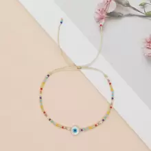 1pc Bohemian Style Shell Devil Eye Beaded Bracelet With Adjustible Drawstring, Suitable For Women's Fashion - Multicolor - View 5