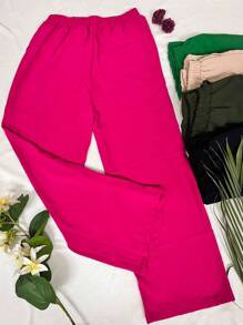 Women Pants - 玫紅色 - 查看 2