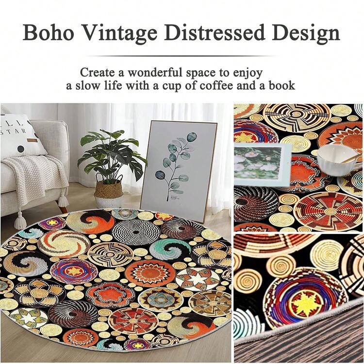 Riplox מופשט מודרני שטיח עגול ל סלון , חדר שינה , מטבח , מִבטָא אֵזוֹר , נורדי שטיח , בוהו שטיח , מונע החלקה שטיח רצפה רך - חאקי - ראה 5