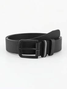 1pc Men's Multicolor Belt With Painted Black Buckle, Double Interlayer And Fashionable Design For Daily Wear - Black - View 3