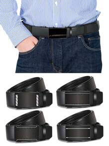 1條男士皮帶czd-c-1152,新款金色商務時尚休閒黑色配件,適用於父親、男友、男友禮品,pu自動扣皮帶牛仔通用時尚皮帶,適用於聖誕節送給父親、兄弟、丈夫的生日禮物,年輕人和中年人的皮帶