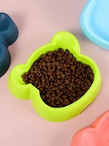 1入組批發糖果色卡通小熊塑膠寵物食盆適用於小狗和貓