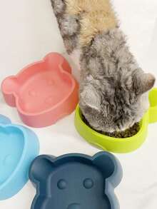 1入組批發糖果色卡通小熊塑膠寵物食盆適用於小狗和貓
