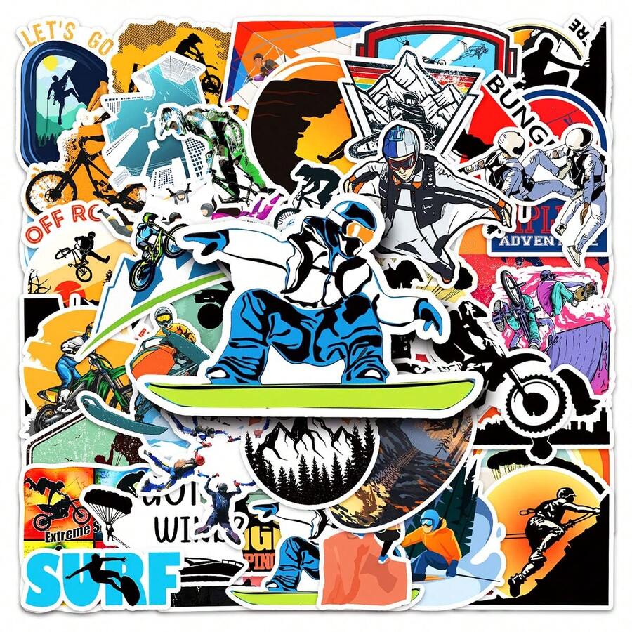 50pcs Extreme Sports Graffiti Sticker For Outdoor Activities - Multicolor - View 1