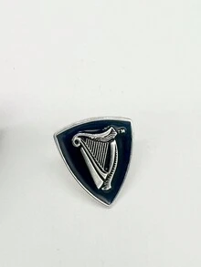 1pc Stylish Zinc Alloy Triangle Shaped Brooch With Vertical Harp Pattern On Black Base - Multicolor - View 3