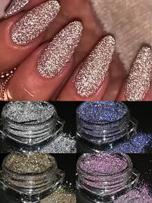 4 piezas de Brillo de diamante triturado reflectante en colores rosa, morado, dorado y plateado, para decoración de uñas en fiestas de música, punk y rock, suministros para salón de uñas y manualidades DIY