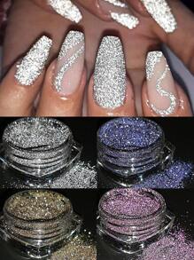 4 piezas de Brillo de diamante triturado reflectante en colores rosa, morado, dorado y plateado, para decoración de uñas en fiestas de música, punk y rock, suministros para salón de uñas y manualidades DIY