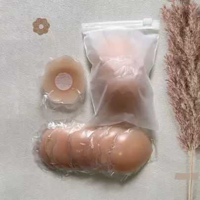 8pcs/Pack Invisible Adhesive Nipple Covers, Polyethylene Plastic Reusable Non-Trace Backless Strapless Silicone Breast Petals For Daily Wear, Anti-Nipple Protrusion
