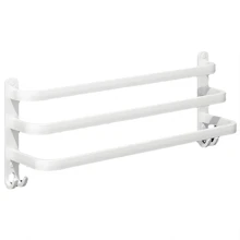 1个免打孔毛巾架，太空铝材质，单杆式，适用于卫生间，可壁挂安装，浴室配件，浴室工具 - 白色 - 查看 6