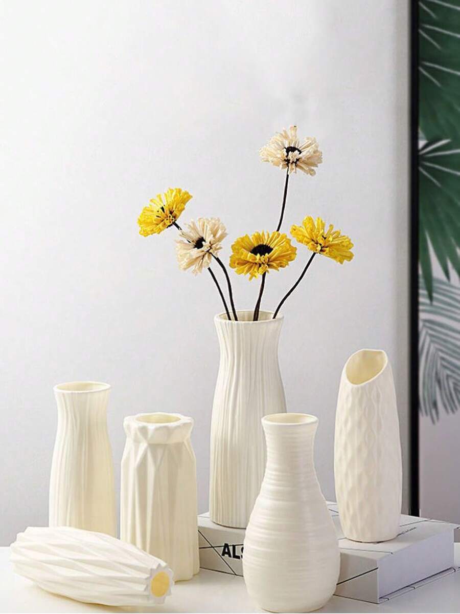 北歐風格插花瓶,塑料插花瓶創意極簡風插花瓶,適用於家居客廳、餐廳、臥室1只