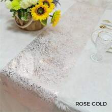 1 Roll Rose Gold Table Runner, Metallic Shiny Glossy 11 X 108 Inches Reusable Sparkly Surface Decoration For Parties, Christmas, Valentines, Birthday