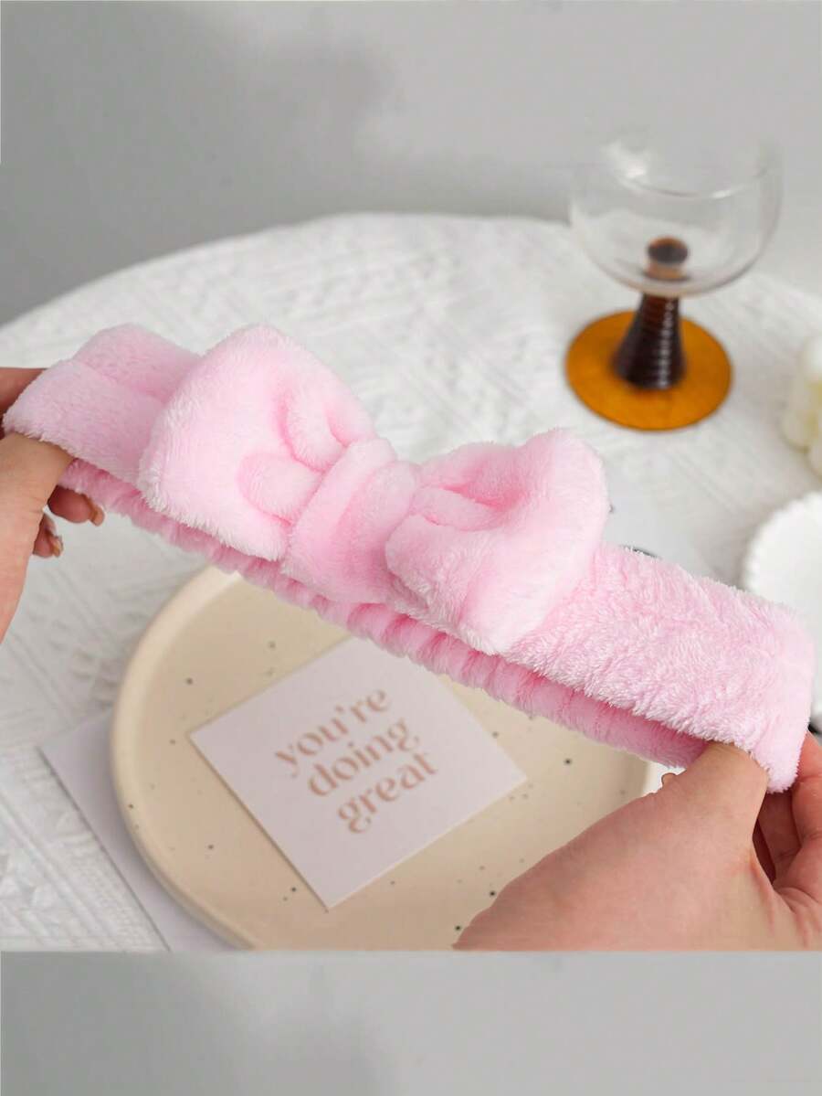 1 件組可愛蝴蝶結女髮帶,化妝、洗臉和淋浴用彈性髮帶