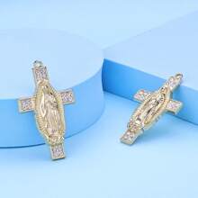 5pcs Alloy Large Cross Pendant For Jewelry Making, Light Gold - Gold - View 5