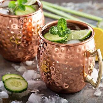 1pc, Stainless Steel Mule Cup, Russian Mug, 16oz Hammered Pattern Copper Plated Metal Cup For S, , And More