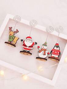 1pc New Creative Christmas Business Card Holder Message Holder Photo Holder - Black - View 2