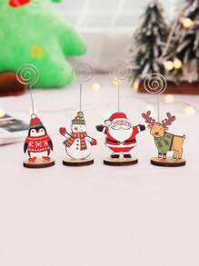 1pc New Creative Christmas Business Card Holder Message Holder Photo Holder - Black - View 4