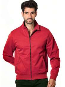 Latest Release Bomber Jacket With Zipper For Men - 紅色 - 查看 3