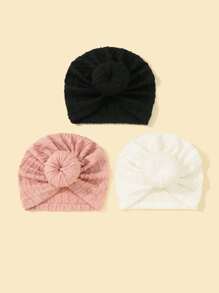 3pcs Baby Turban Cap Set, Fashionable And Comfortable Infant Headwear, Kids Headband Love Valentine