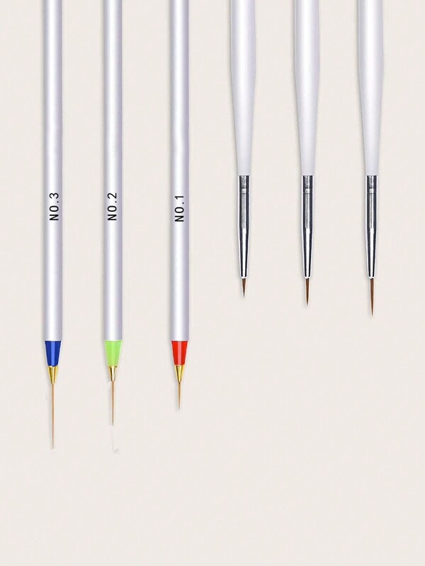 Nail Drawing Pen Set, 6PCS Metal Handle Nail Art Pen Brush,Nail Design