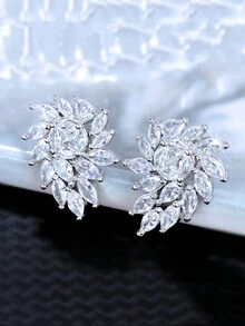 1雙極簡風格樹葉形狀豪華女性耳環,時尚&迷人女士們首飾類