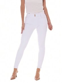 JEANS SKINNY STRETCH MEZCLILLA BLANCO - Blanco - Ver 2