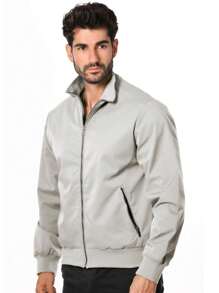 Chaqueta Ligera para Hombre con Cuello Alto y Cierre Metálico - MODELO ROLAND - Gris - Ver 3