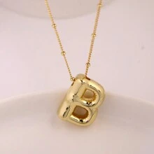 金色a-z氣球首字母吊墜項鍊,厚實個性化字母項鍊,適用於女性飾品 - 金黃色 - 查看 3
